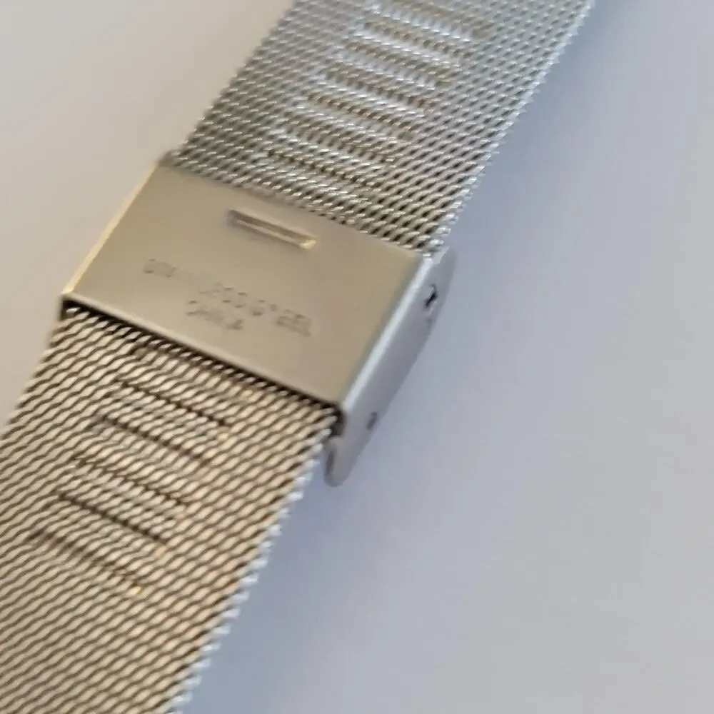 Womens Watch Black Dial Square Case Silver Mesh Bracelet Quartz Analog